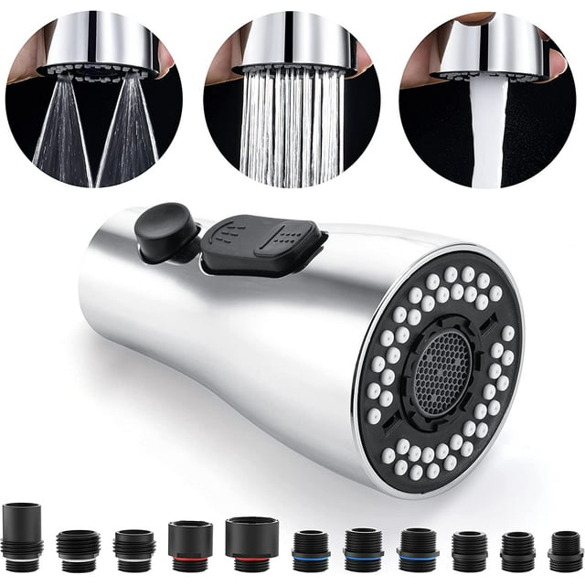 Universal Kitchen Faucet Pull Down Sprayer Head Replacement with 11
