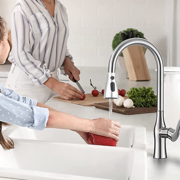 Kitchen Faucet Sprayer Head Replacement with 3 Modes, 360° Swivel Aerator Nozzle Attachment, Water-Saving Sink Tap Spray for Dishwashing and Rinsing