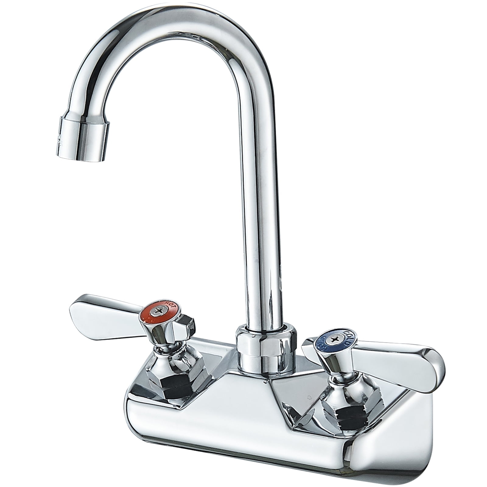 Polished Chrome 2-Handle Wall Mount Kitchen Faucet with Swivel Spout