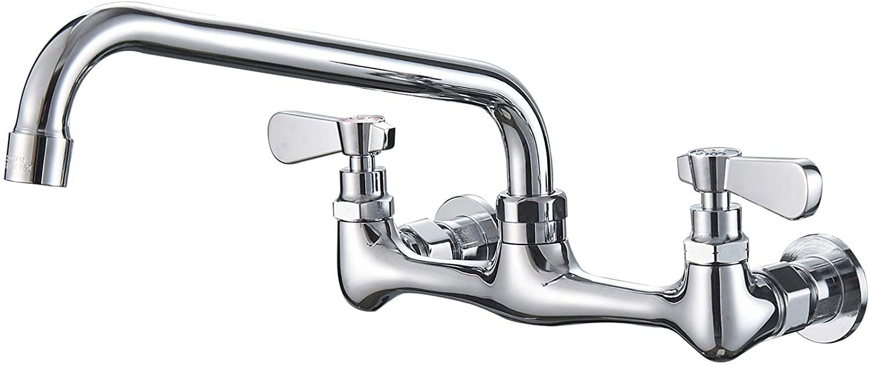 BWE Double Handles Wall Mount Modern Standard Kitchen Faucet With 8 Inch Swivel Spout 8" Center