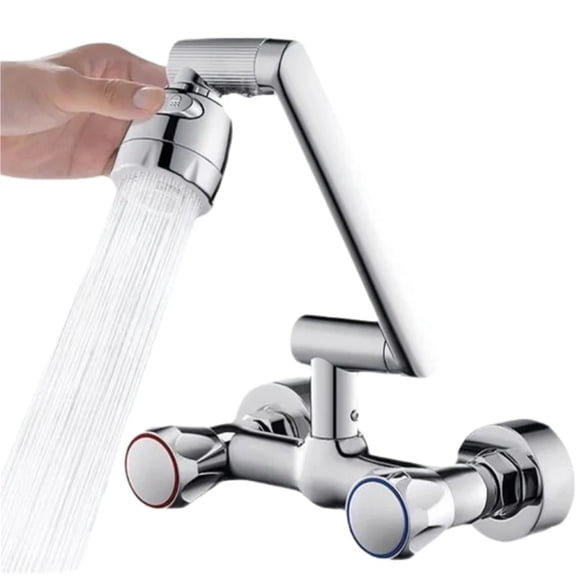 Kitchen Faucet Wall Mounted Bathroom Kitchen Sink Washbasin Cold Hot Water Mixer Valve Tap 360 Degree -Modern Design