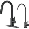 thumbnail image 1 of Kitchen Faucet and Water Filter Faucet Combo, Stainless Steel Traditional Sink Faucet with Drinking Water Faucet Fits Reverse Osmosis, Water Filtration System and Pot Filler, Matte Black, 1 of 15