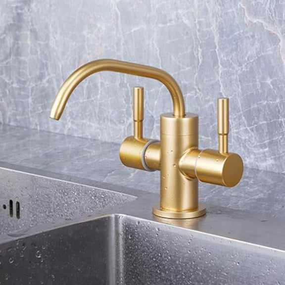 Kitchen Faucet Water Filter Stainless Steel Swivel Dual Water Purifier Faucets Brushed Gold-A