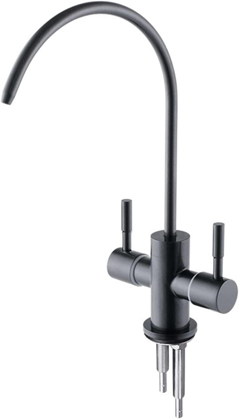 Kitchen Faucet Water Filter Swivel Single Cold Water Stainless Steel Single Hole Dual Outlet Water Purifier Faucets-Grey