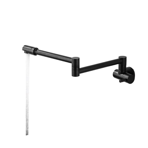 Kitchen Faucet Water Tap, 360 Degree Rotating Black Wall Mounted Single Cold Brass Folding Kitchen Flexible Sink Faucet
