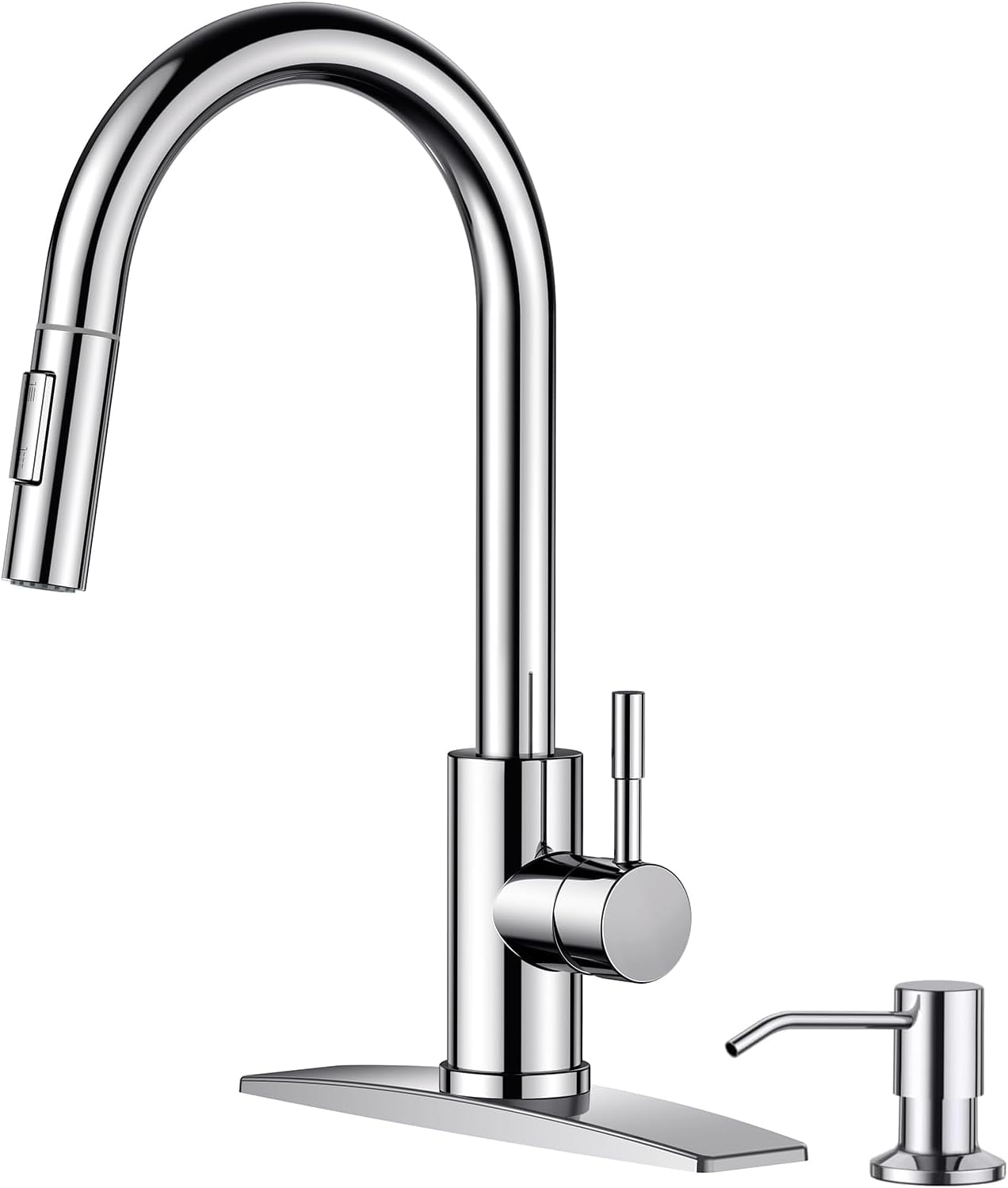 Pfister Tegley Stainless Steel Kitchen Faucet With Pull-Down Sprayer & Soap Dispenser - High Arc, 1-4 Hole Installation
