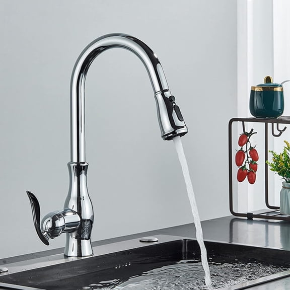 Kitchen Faucet with Pull Down Sprayer Brass Kitchen Sink Faucet with 2-Spray Mode Single Handle High Arc Modern Tap for Kitchen, RV, Bar,Matte black