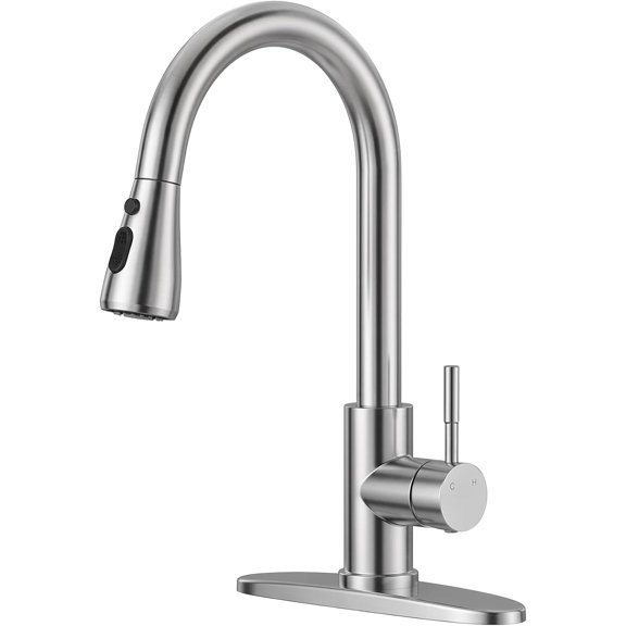 Kitchen Faucet with Pull Down Sprayer, Brushed Nickel High Arc