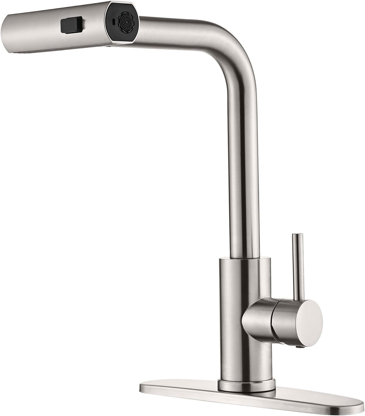 Kitchen Faucet with Pull Down Sprayer, Brushed Nickel Waterfall Single Hole Handle Stainless Steel Kitchen Sink Faucets,