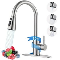 Duklik Kitchen Faucets with Pull Down Sprayer, Brushed Nickel Kitchen Faucet Lead-Free, High Arc Single Handle Stainless Steel Faucet for Kitchen Sink RV Faucets