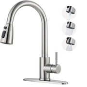 Duklik Kitchen Faucets with Pull Down Sprayer, Brushed Nickel Kitchen Faucet Lead-Free, High Arc Single Handle Stainless Steel Faucet for Kitchen Sink RV Faucets
