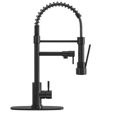 Kitchen Faucet with Pull Down Sprayer, Commercial Gold Kitchen Sink Faucet Single Handle Spring Two Nozzles Faucets Black