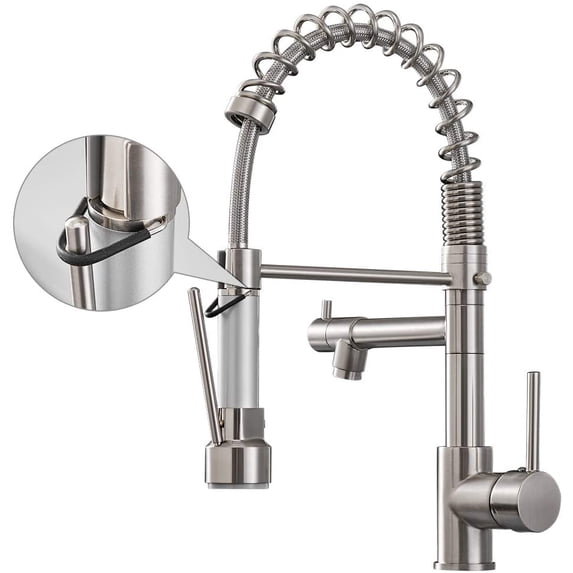 Kitchen Faucet with Pull Down Sprayer,Commercial Single Handle High Arc Stainless Steel Brushed Nickel Kitchen Sink Faucet