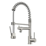 Brushed Nickel Double-Headed Kitchen Pull Down Sprayer Commercial Style Single Handle High Pressure Faucet