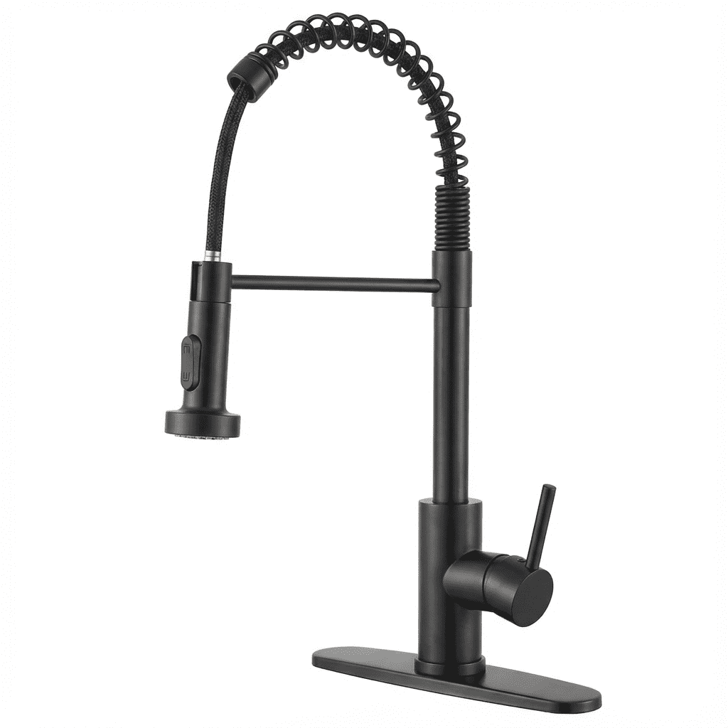 Kitchen Faucet with Pull Down Sprayer Industrial 1 Handle 1 Hole or 3 Hole Faucet for Farmhouse Camper Laundry Utility,Black
