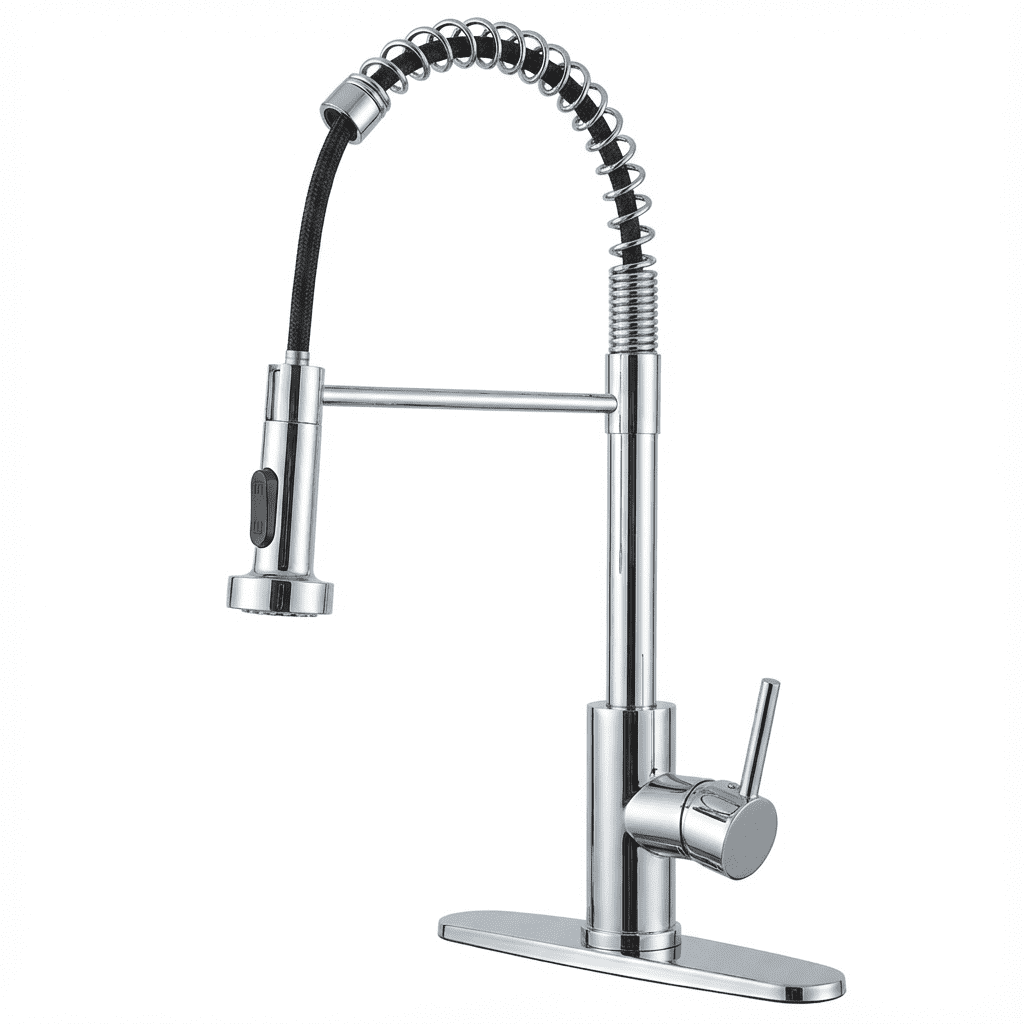 Kitchen Faucet with Pull Down Sprayer Industrial 1 Handle 1 Hole or 3 Hole Faucet for Farmhouse Camper Laundry Utility,Chrome