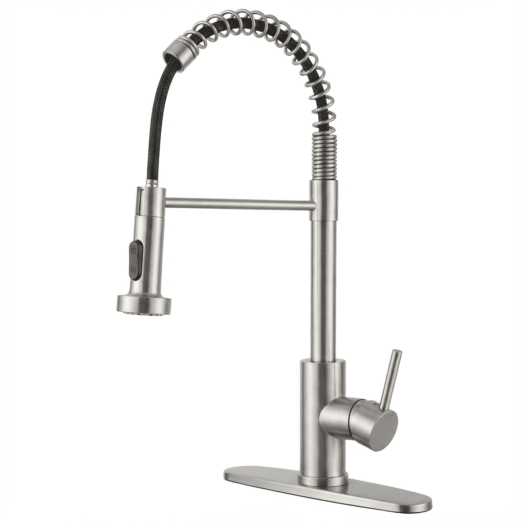 Kitchen Faucet with Pull Down Sprayer Industrial 1 Handle 1 Hole or 3 Hole Faucet for Farmhouse Camper Laundry Utility,Nickel
