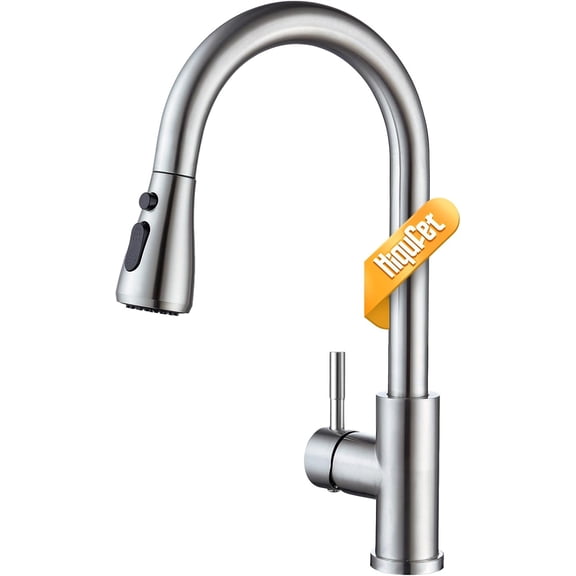 Kitchen Faucet with Pull Down Sprayer, Single Handle High Arc Kitchen Sink Faucet, Lead-Free Stainless Steel Modern Rv Bar Sink (Brushed Nickel)