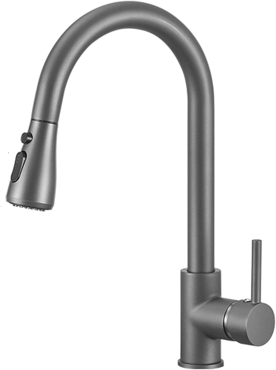 Kitchen Faucet with Pull Out Spray, Kitchen Sink Mixer Faucet Gray Sink Faucet Brass Hot Water and Cold Water Swivel Retractable Faucet