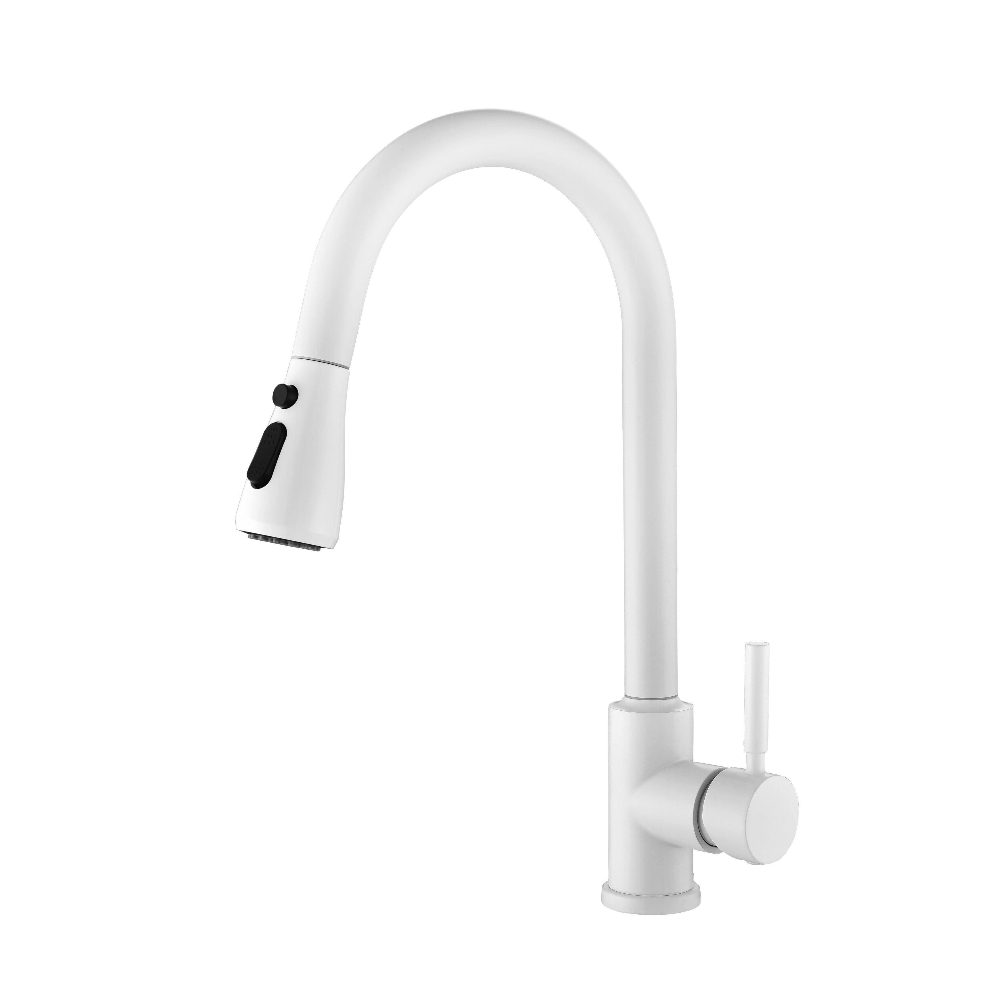White Stainless Steel Pull Down Kitchen Faucet with Touch Activation