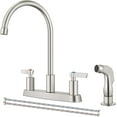 thumbnail image 1 of Kitchen Faucet with Sprayer 2 Handle Kitchen Sink Faucets 8 Inch Centerset 3 Hole with Supply Lines Brushed Nickel, 1 of 9