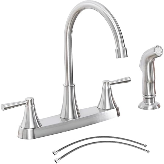 Kitchen Faucet with Sprayer, Brushed Nickel Stainless Steel, 3-Hole Utility Touch Kitchen Faucet with Side Sprayer