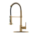 thumbnail image 1 of Kitchen Faucet with Sprayer, Modern Single Handle Pull Down Sprayer Spring Matte Golden Kitchen Sink Faucet with LED Light, 1 of 8