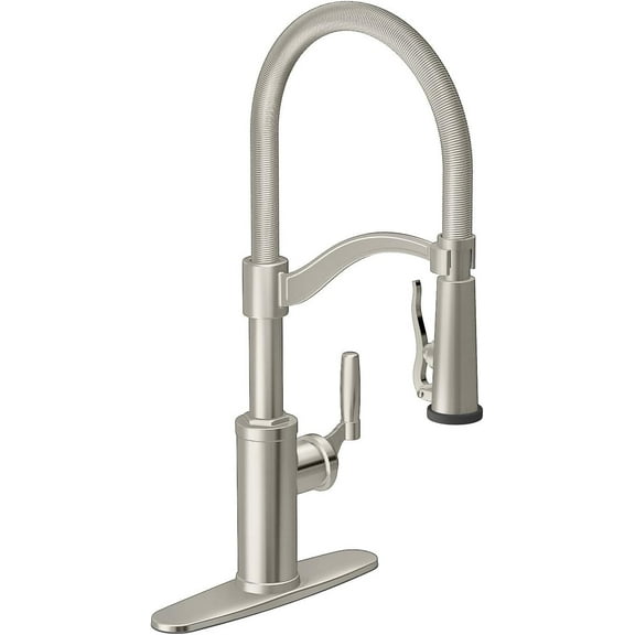 VETTA Kitchen Faucet with Sprayer, Single Hole Kitchen Sink Faucet with 3 Hole Panel, Brushed Nickel Faucet for Bars, Hotels, and RVs (Pull Out Sprayer)