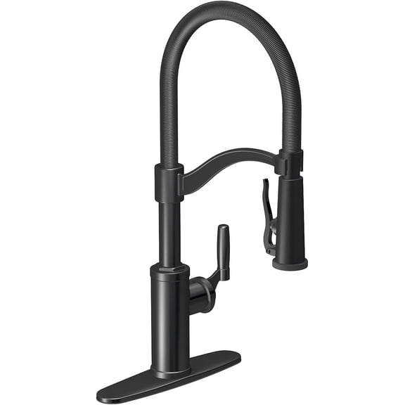 Kitchen Faucet with Sprayer, Single Hole Kitchen Sink Faucet with 3 Hole Panel, Matte Black Faucet for Bars, Hotels, and RVs (Pull Out Sprayer)