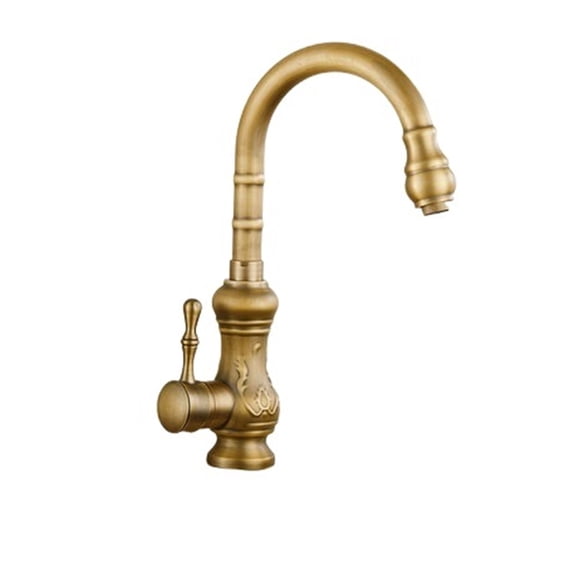 Kitchen Faucets Antique Color Faucet, Brass Swivel Spout Kitchen Faucet Single Handle Vessel Sink Mixer Tap Kitchen - Modern Design
