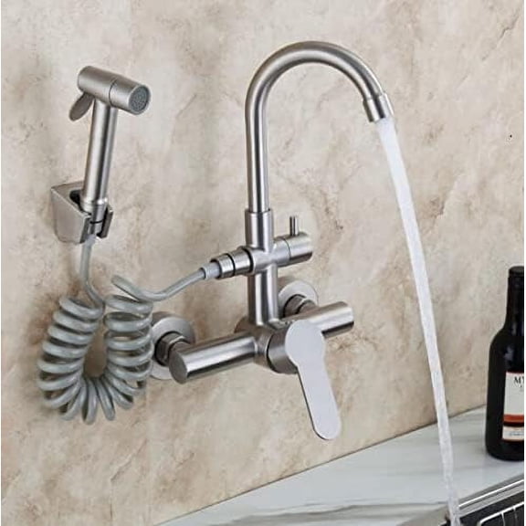 Kitchen Faucets Black Single Handle 304 SUS Kitchen Swivel 360 Degree Water Mixer Tap Mixer Tap with high Pressure Gun