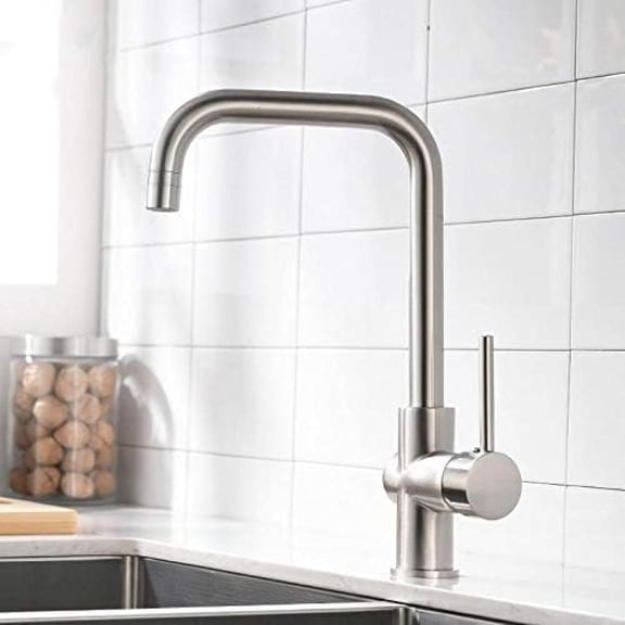 Kitchen Faucets Brushed Nickel Brass Faucet 360 Rotate Swivel 2 Function Water Outlet Mixer Kitchen Sink Tap