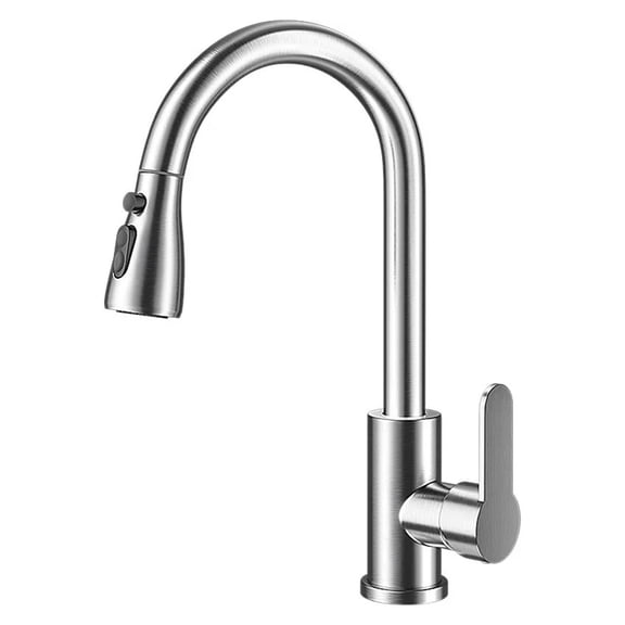 Kitchen Faucets Brushed Nickel Pull Out Sink Water Tap Deck Mounted Stream Sprayer Head ,Tankless Design