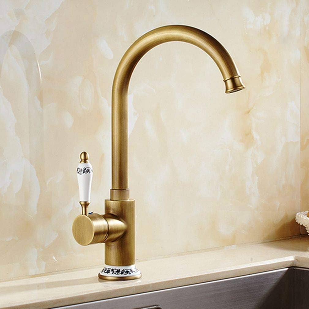 Kitchen Faucets Cold Water and Hot Water Antique Brass Kitchen Sink ...