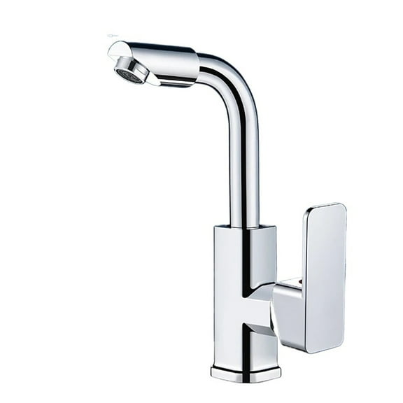 Kitchen Faucets Copper Kitchen Sink Water Tap, Deck Mounted Stream Sprayer Head Single Hot Cold Taps Silver