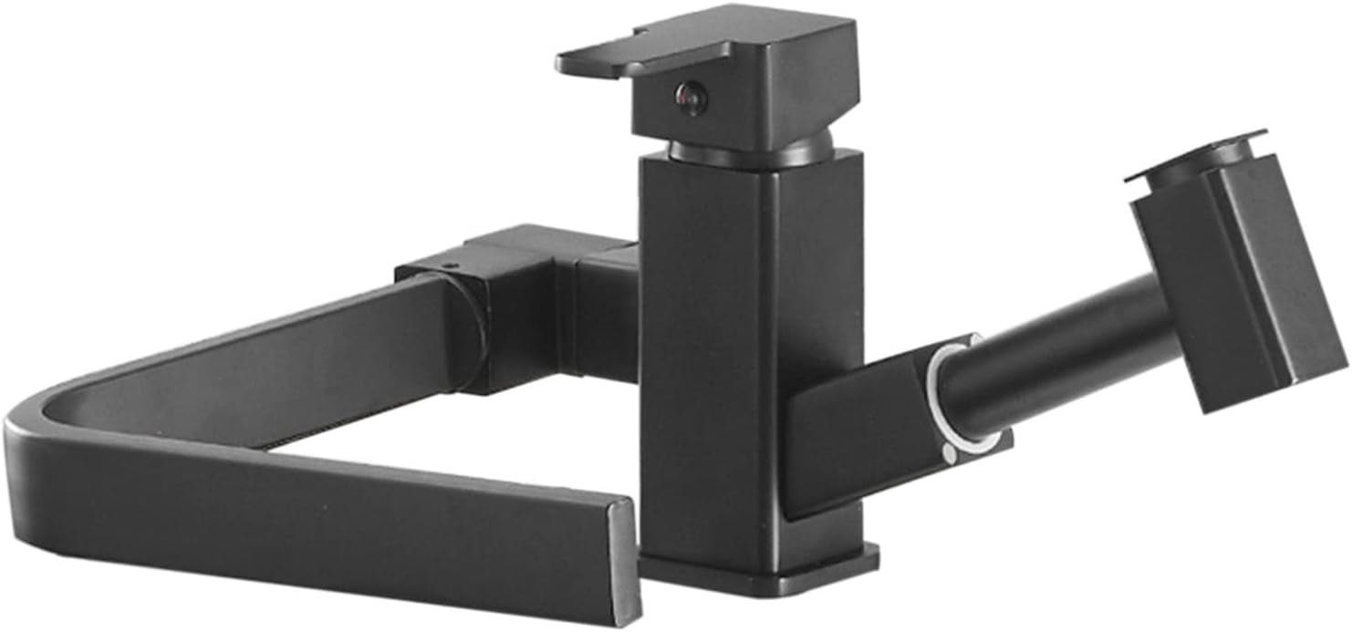 Kitchen Faucets Folding Inside Window Brass 360° Rotation Hot Water and Cold Water Single Hole Multifunction Spray Gun Kitchen Sink Faucets Black