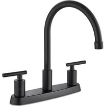 Kitchen Faucets, High Arc 360°Rotating Spout Kitchen Sink Faucet 2 Handle 8 Inch Centerset RV Kitchen Faucet with Supply Lines, 3 Hole Kitchen Faucet Without Side Sprayer, Matte Black