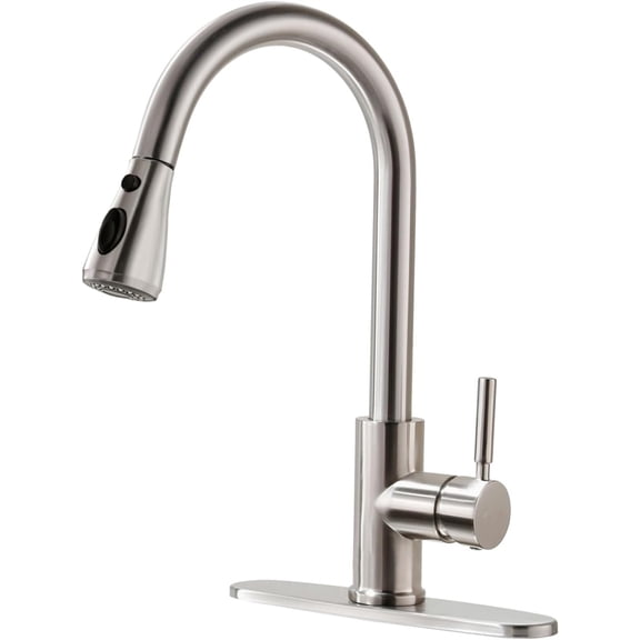 Kitchen Faucets, Kitchen Sink Faucet with Booster Sprayer, Sink Faucet, Pull Down Faucets, Brushed Nickel PB1057