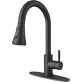 thumbnail image 1 of Kitchen Faucets, Matte Black Kitchen Faucet with Pull-Down Sprayer, Stainless Steel Sink Faucet for Farmhouse, RV, and Bar, Pull Out Kitchen Faucet with Deck Plate and 1/2'' Adapters, 1 of 11