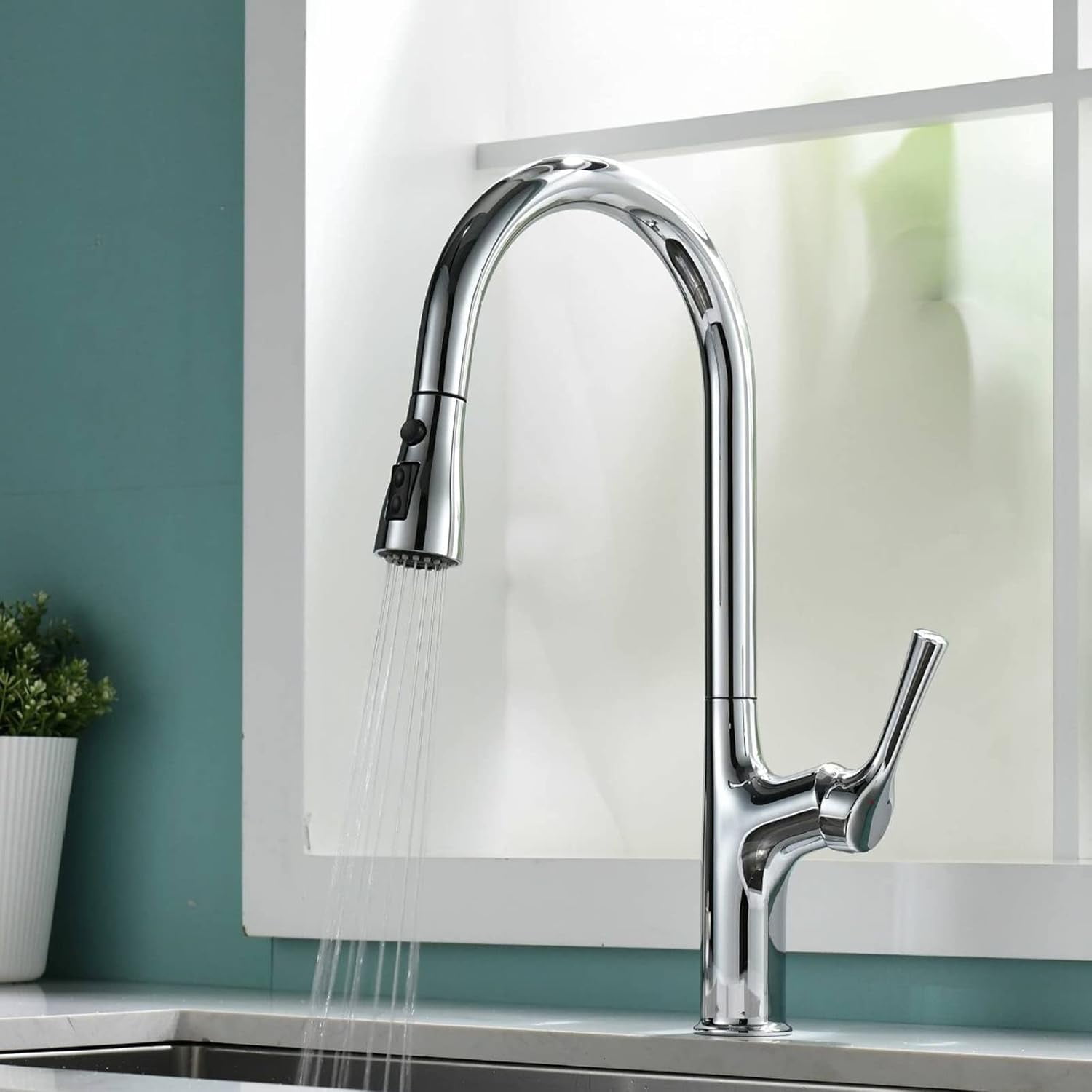 Pull-out Kitchen Faucet With Dual Spray Modes Swivel Tap - View #3