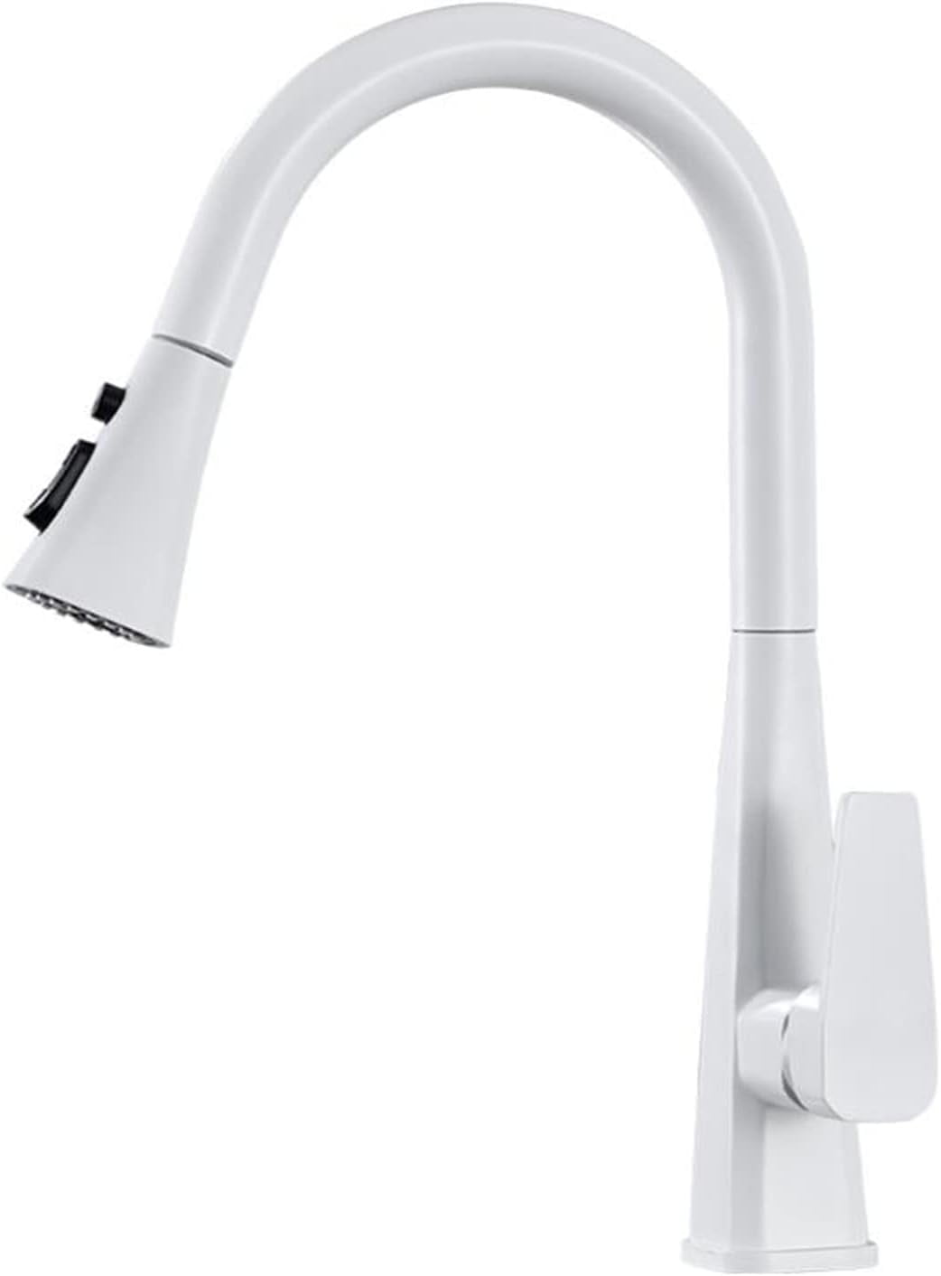 Kitchen Faucets with Pull Out Spray, Kitchen Sink Mixer Faucet White Kitchen Faucet Hot Water and Cold Water Brass 360° Swivel Retractable Pull Out Kitchen Mixer Faucet