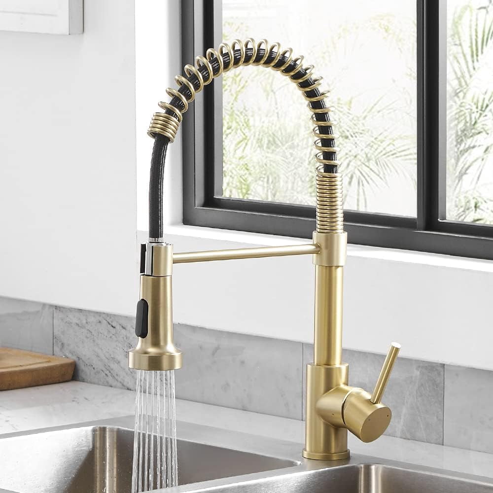Kitchen Faucets with Pull Down Sprayer 304 Stainless Industrial Single ...