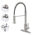 thumbnail image 1 of Kitchen Faucets With Pull Out Sprayer Commercial Spring Sink Faucet Stainless Steel Brushed Nickel Down Single Handle Farmhouse Deck Plate For Camper Laundry Utility Rv Wet Bar, 1 of 7