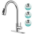thumbnail image 1 of Kitchen Faucets with Pull Down Sprayer, Single Handle Kitchen Sink Faucet with Deck Plate, Brushed Nickel & SUS304 Stainless Steel, Commercial Modern rv Kitchen Faucets for Bar, Laundry, Utility Sink, 1 of 9