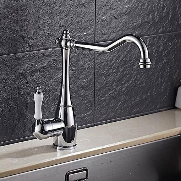 Kitchen Faucets Red Bronze Brass Single Handle Ceramic Handle Kitchen Tap Single Hole Swivel 360 Degree Hot Cold Water Mixer Tap