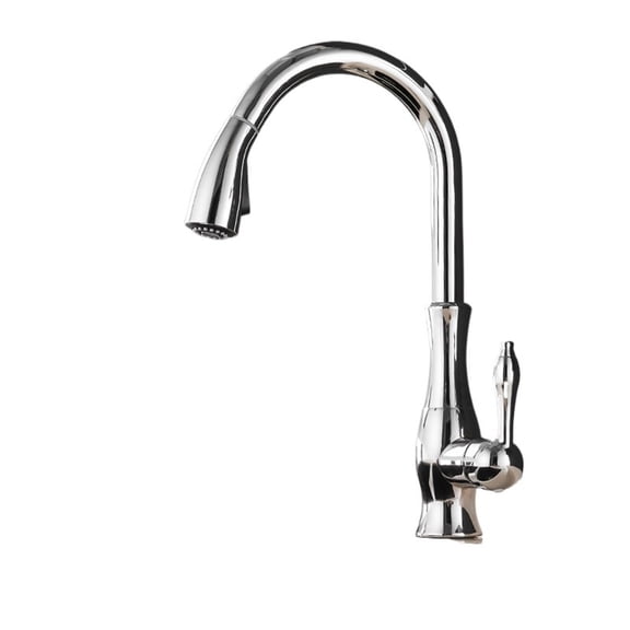 Kitchen Faucets Silver Single Handle Pull Out Kitchen Tap Single Hole Handle Swivel 360 Degree Water Mixer Tap Mixer Tap -Modern Design