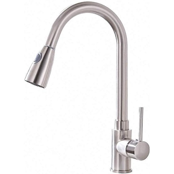 Kitchen Faucets Silver Single Handle Pull Out Kitchen Tap Single Hole Handle Swivel 360 Degree Water Mixer Tap