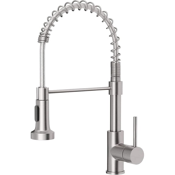 Kitchen Faucets, Solid Brass Single Handle Single Lever Pull Down Sprayer Spring Kitchen Sink Faucet High-Arc Kitchen Mixer Tap,Brushed Gold