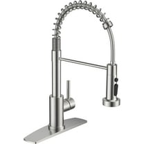 Kitchen Faucets with Sprayer, Brushed Nickel Stainless Steel Bar Sink Faucet Single Handle with Deck Plate, Commercial Pull Out Faucet for Kitchen Sink, Farmhouse, Bar, RV, Camper