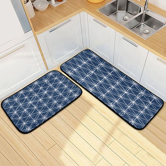 Kitchen Floor Mat 2 Sets Carpet Floor Mat Kitchen Mat Bathroom Mat Living Room Mat Bedroom Mat Absorbent Delicate Fabric No Ball Geometric Vector with